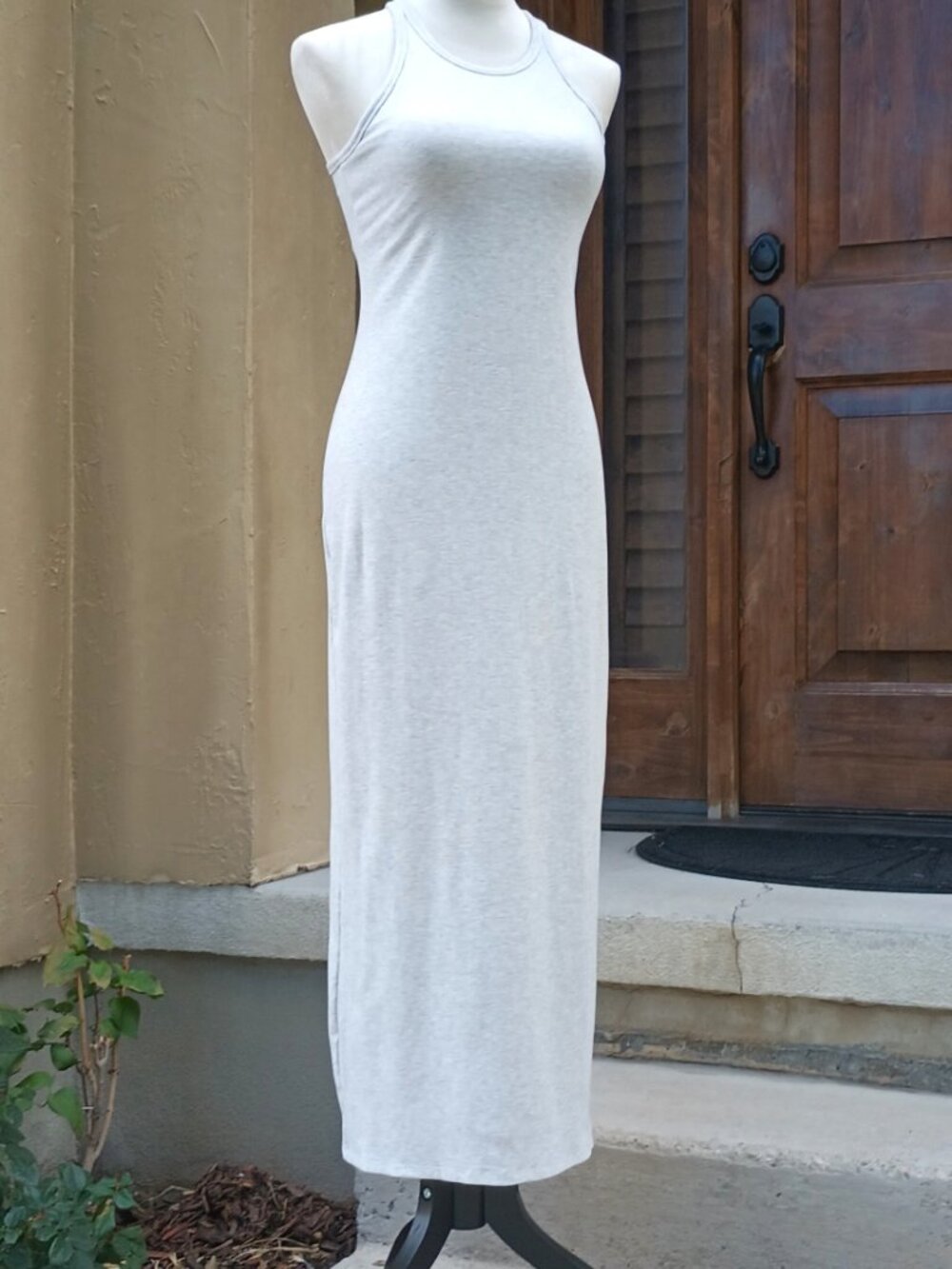 Athleta Long Jersey Dress (Signature Rib-Knit Maxi Dress), ST, beige marl, EPC